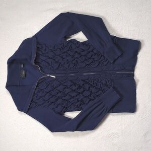 TRIBAL Navy 3D Textured Knit Beaded Statement Cardigan - M